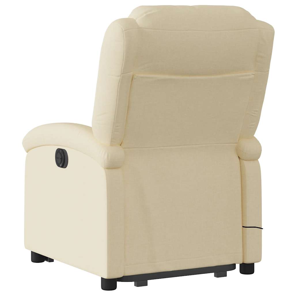 Poltrona elétrica elevatória massagens tecido creme