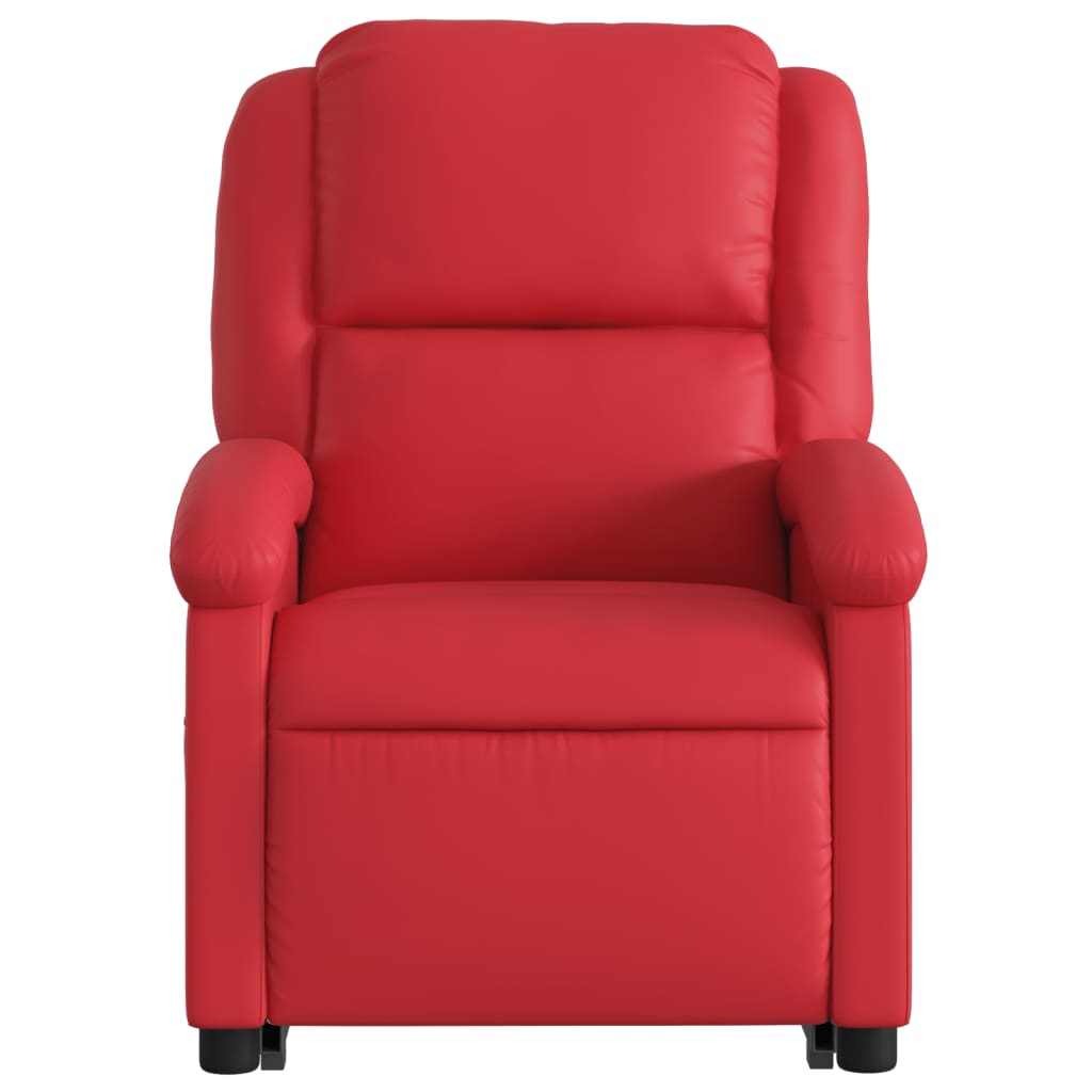 Poltrona massagens reclinável elevatória couro artif. vermelho