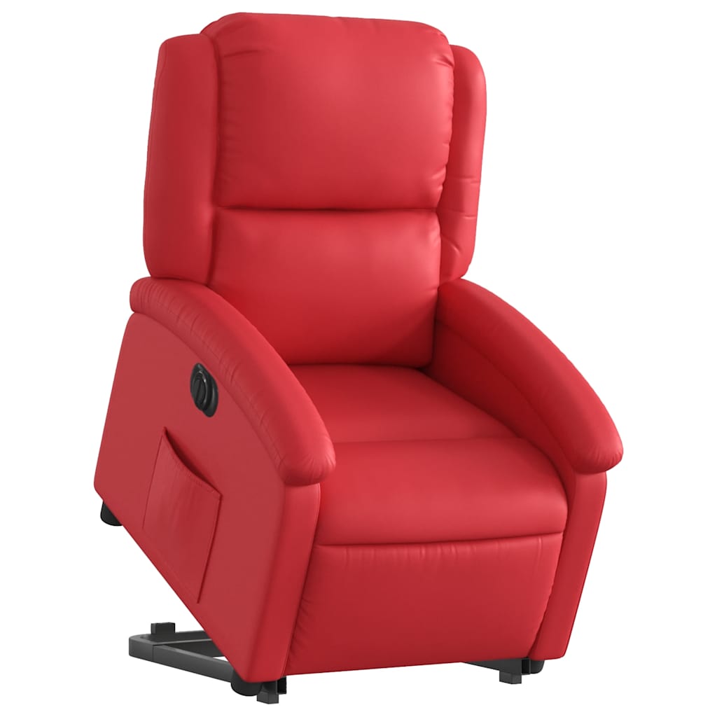 Poltrona reclinável elevatória elétrica couro artif. vermelho