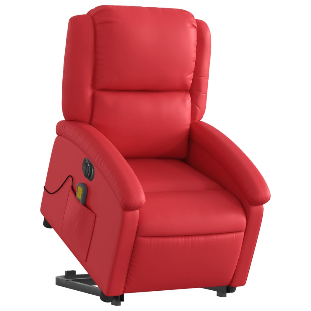 Poltrona reclinável elevatória elétrica couro artif. vermelho
