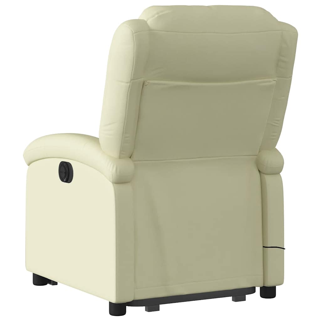 Poltrona de massagens reclinável couro genuíno cor creme