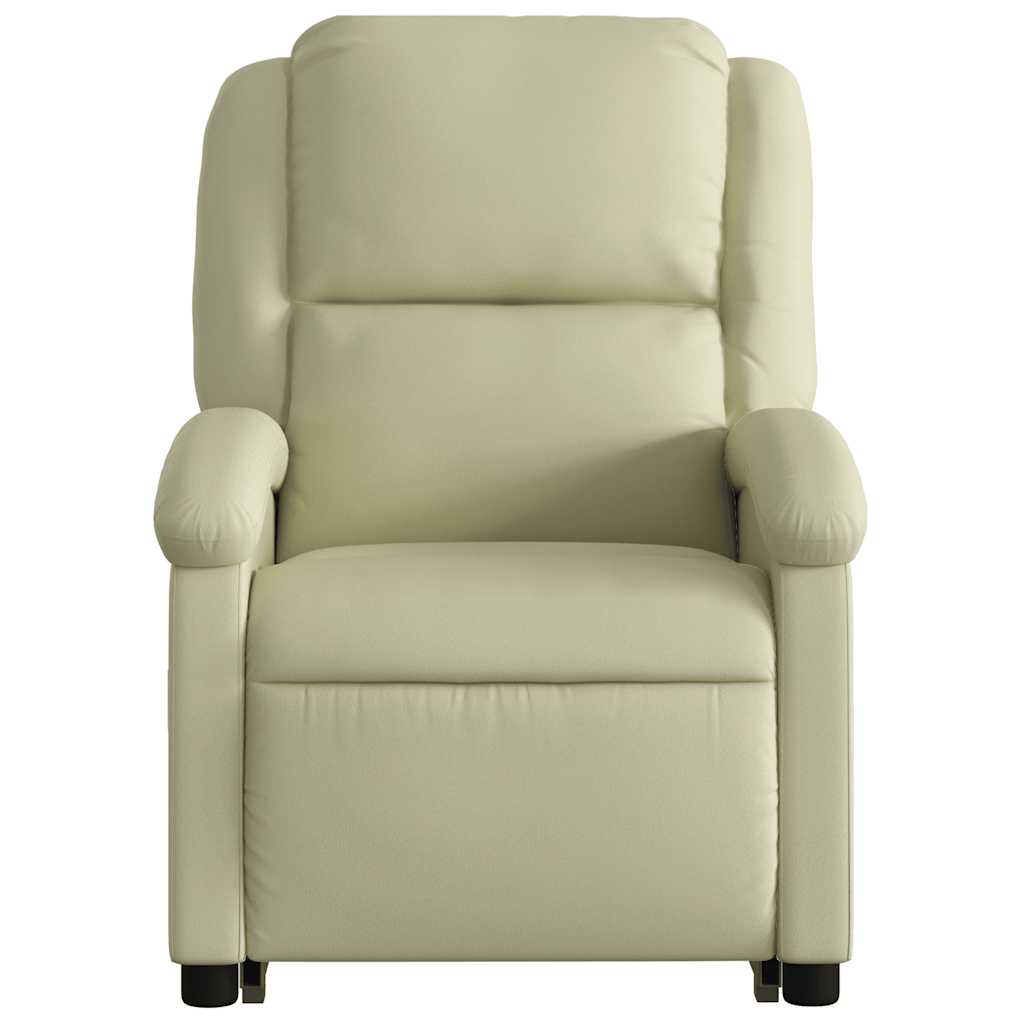 Poltrona de massagens reclinável couro genuíno cor creme