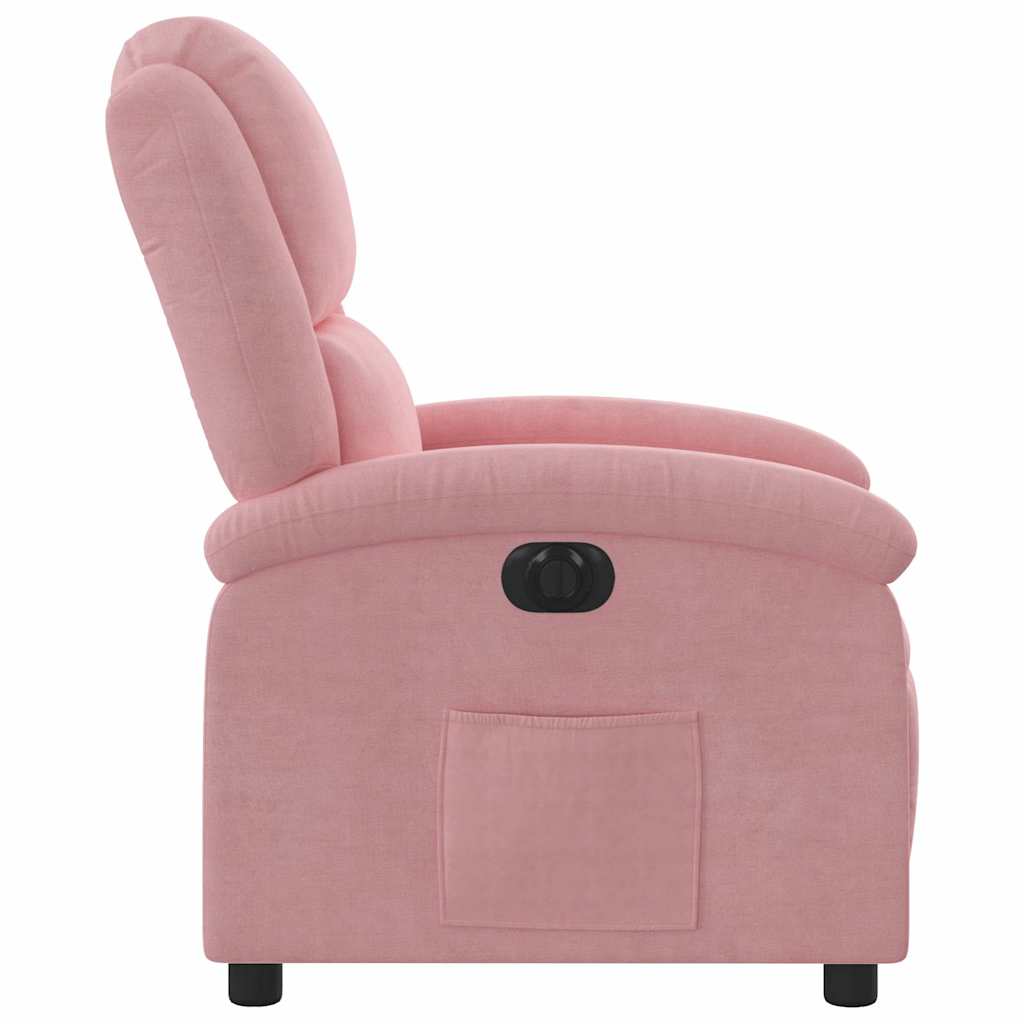 Poltrona de massagens reclinável veludo rosa