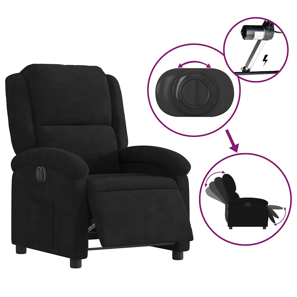 Poltrona de massagens reclinável veludo preto