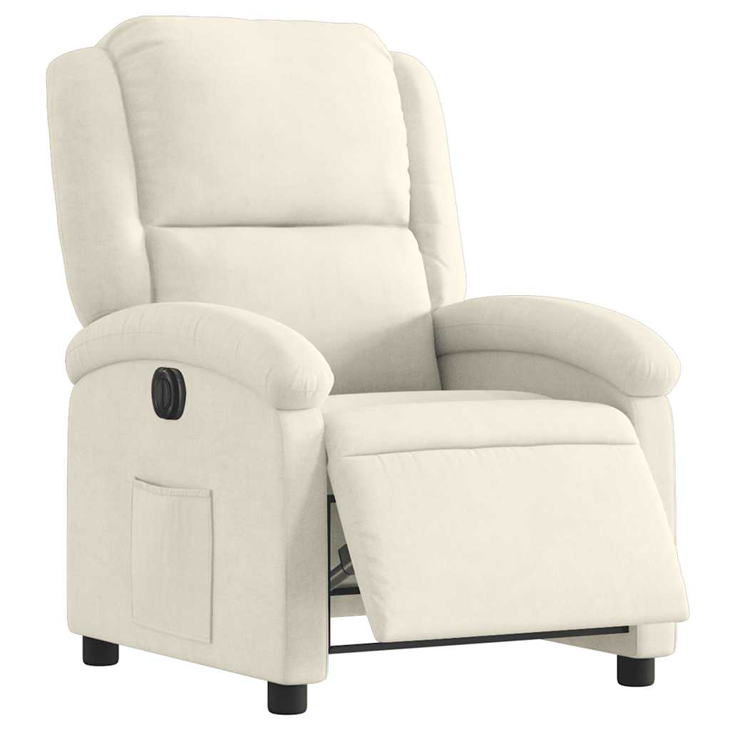 Poltrona de massagens reclinável veludo cor creme