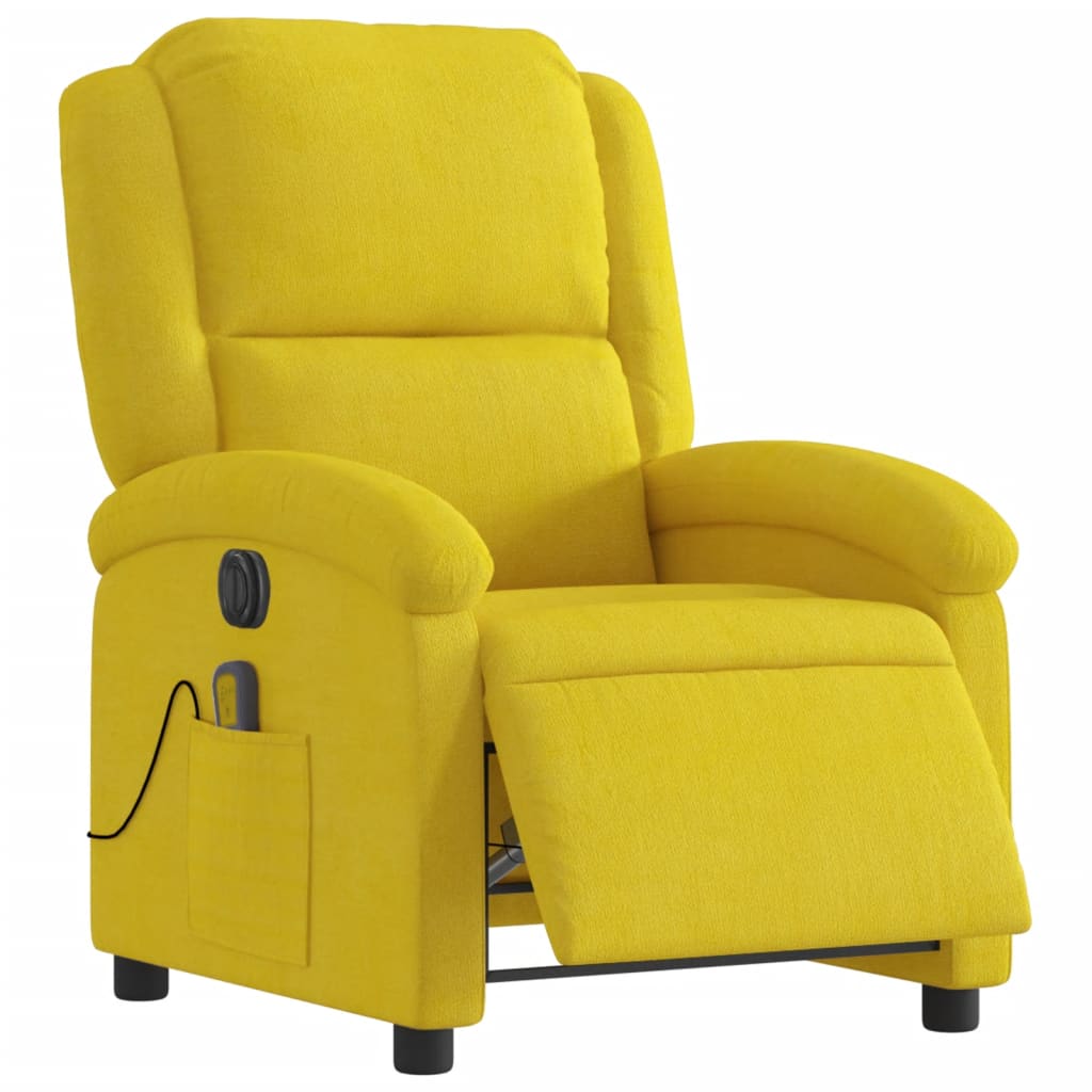 Poltrona de massagens reclinável elétrica veludo amarelo