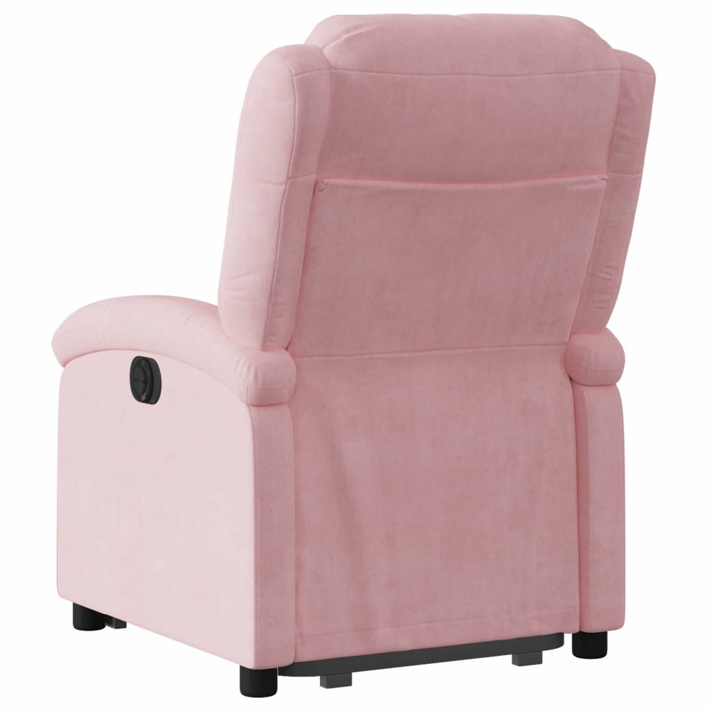 Poltrona reclinável elevatória veludo rosa