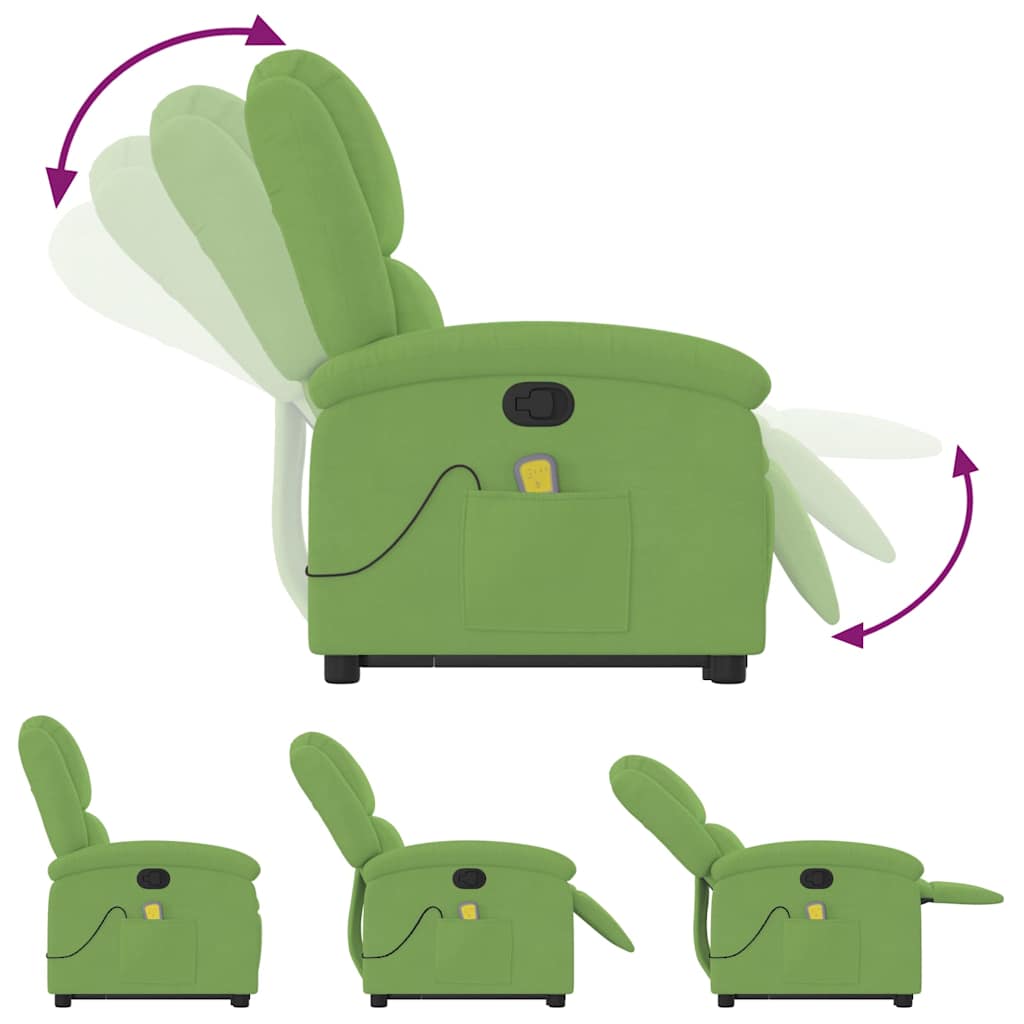 Poltrona elevatória de massagens veludo verde-claro