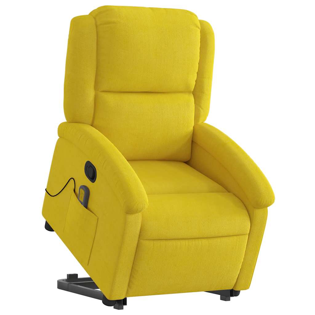 Poltrona elevatória de massagens veludo amarelo
