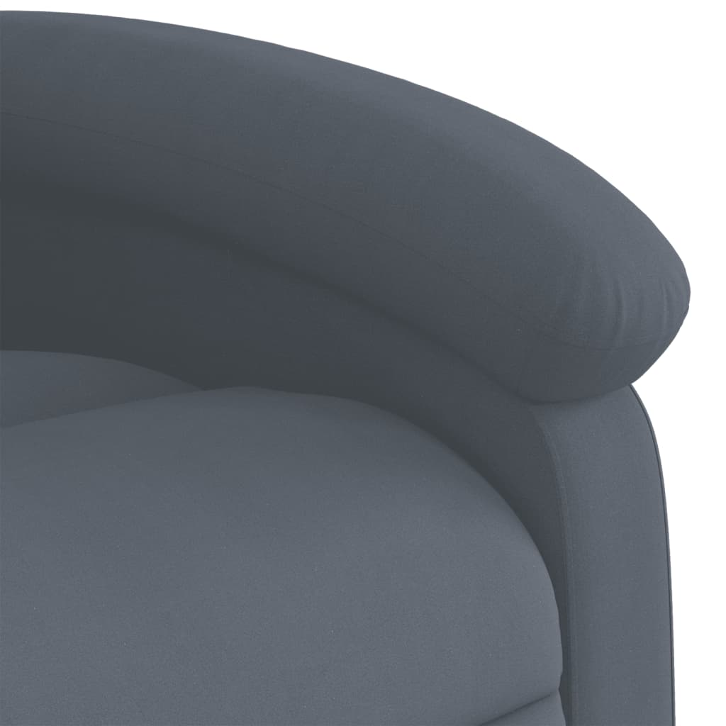Poltrona massagens elevatória elétrica veludo cinzento-escuro