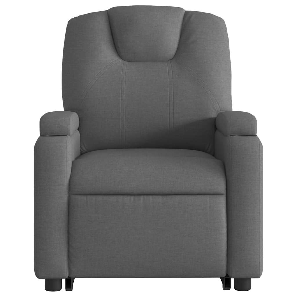 Poltrona elevatória de massagens tecido cinzento-escuro