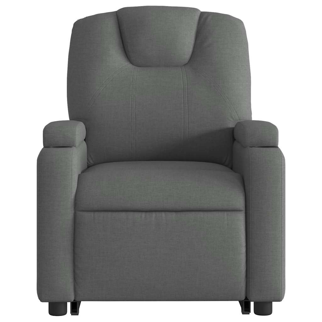 Poltrona elétrica elevatória massagens tecido cinzento-escuro