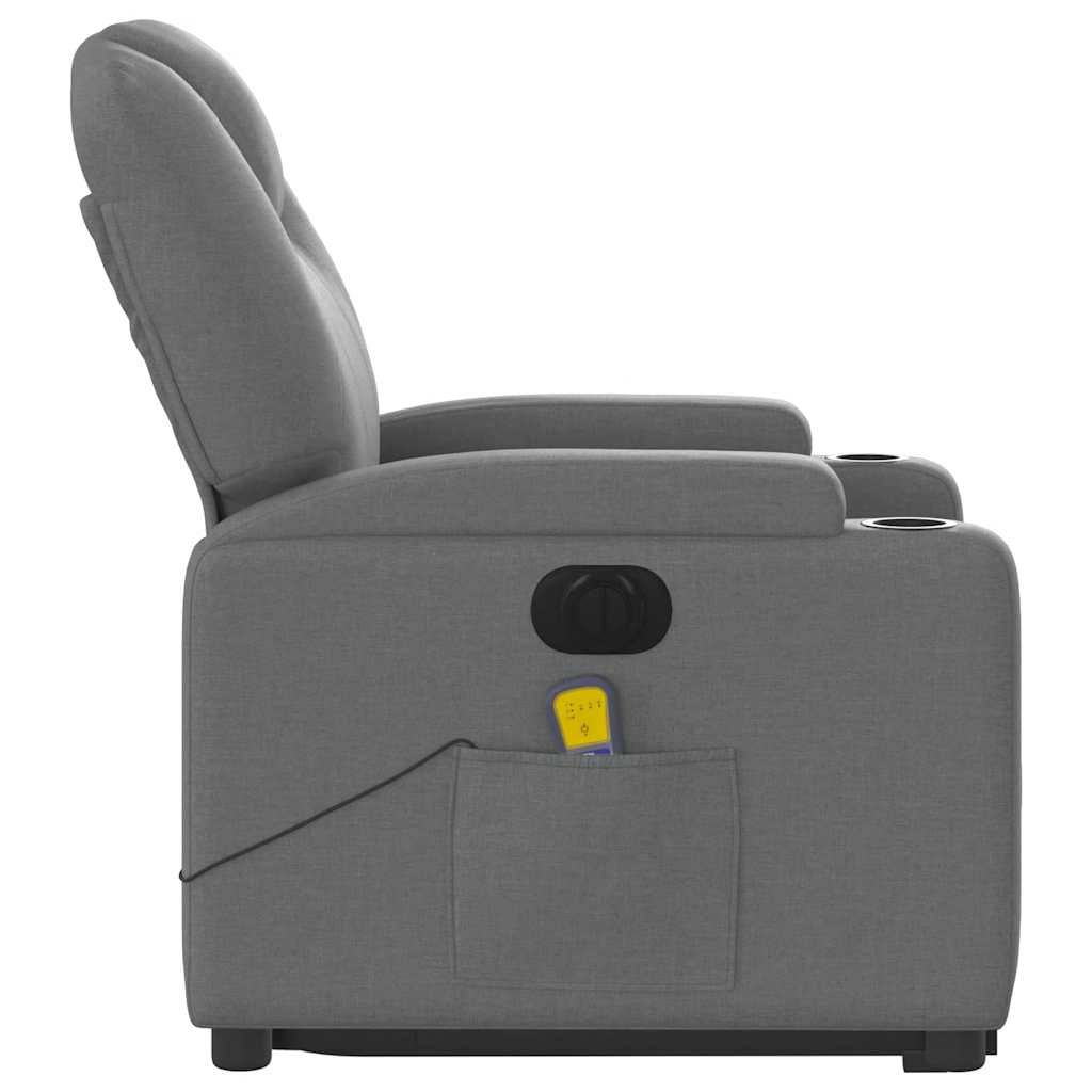Poltrona elétrica elevatória massagens tecido cinzento-escuro