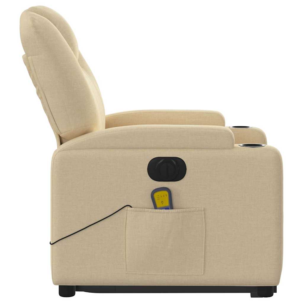 Poltrona elétrica elevatória massagens tecido creme