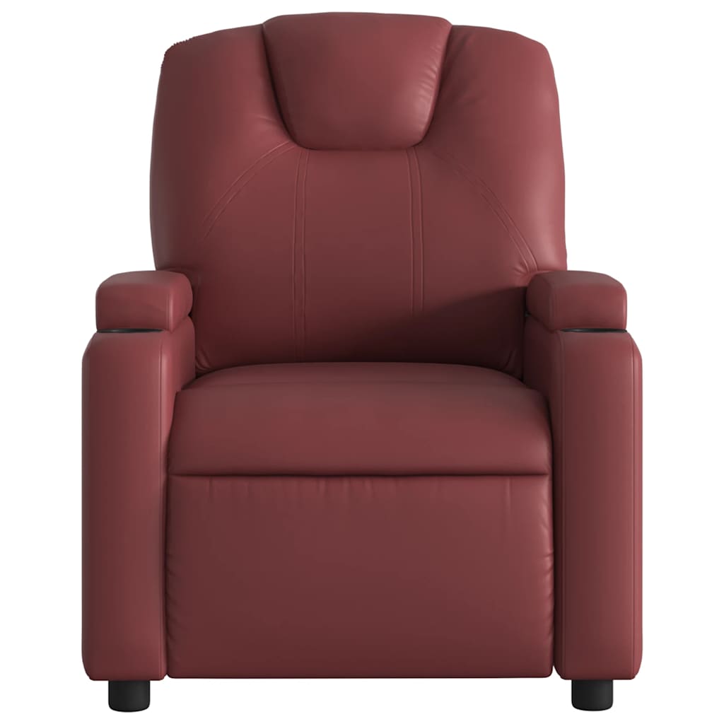 Poltrona massagens reclin. elétrica couro artif. vermelho-tinto