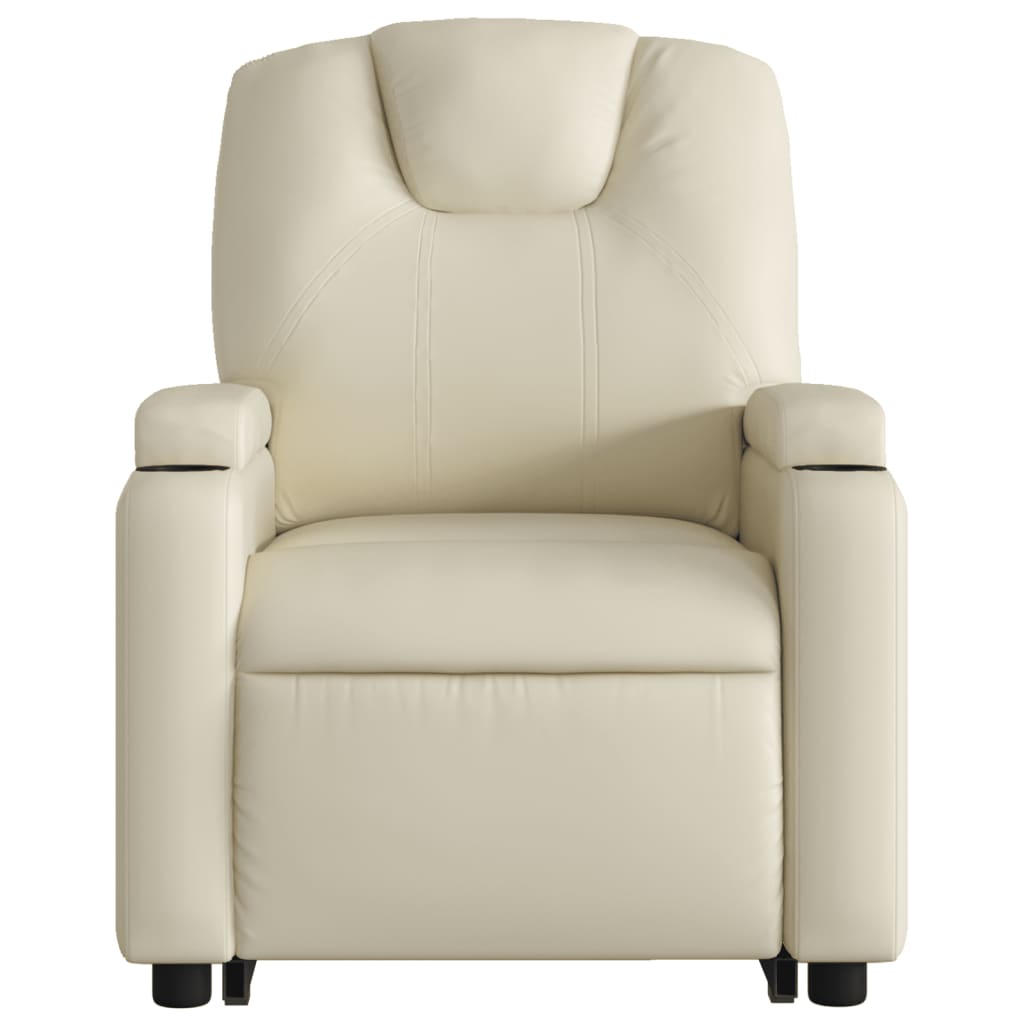 Poltrona reclinável de massagens couro artificial cor creme