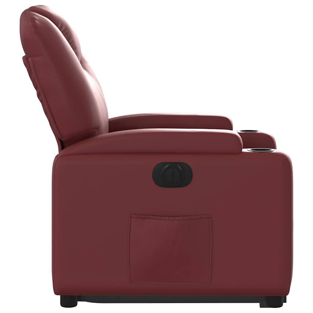 Poltrona reclin. elevatória elétrica couro artif vermelho-tinto