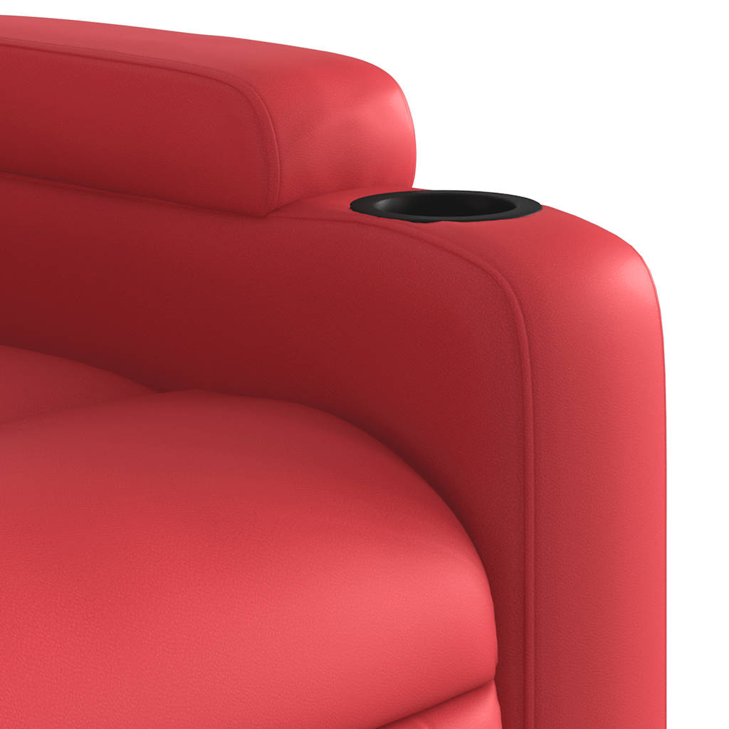 Poltrona reclinável elevatória elétrica couro artif. vermelho