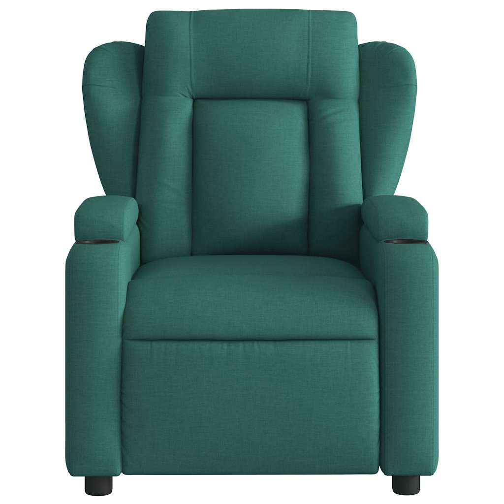 Poltrona reclinável de massagens elétrica tecido verde-escuro
