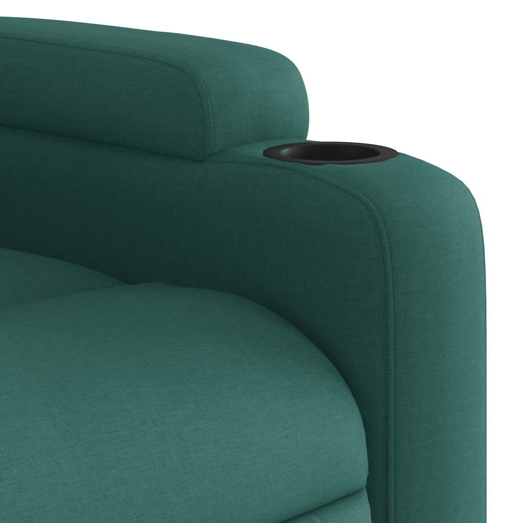 Poltrona reclinável de massagens elétrica tecido verde-escuro