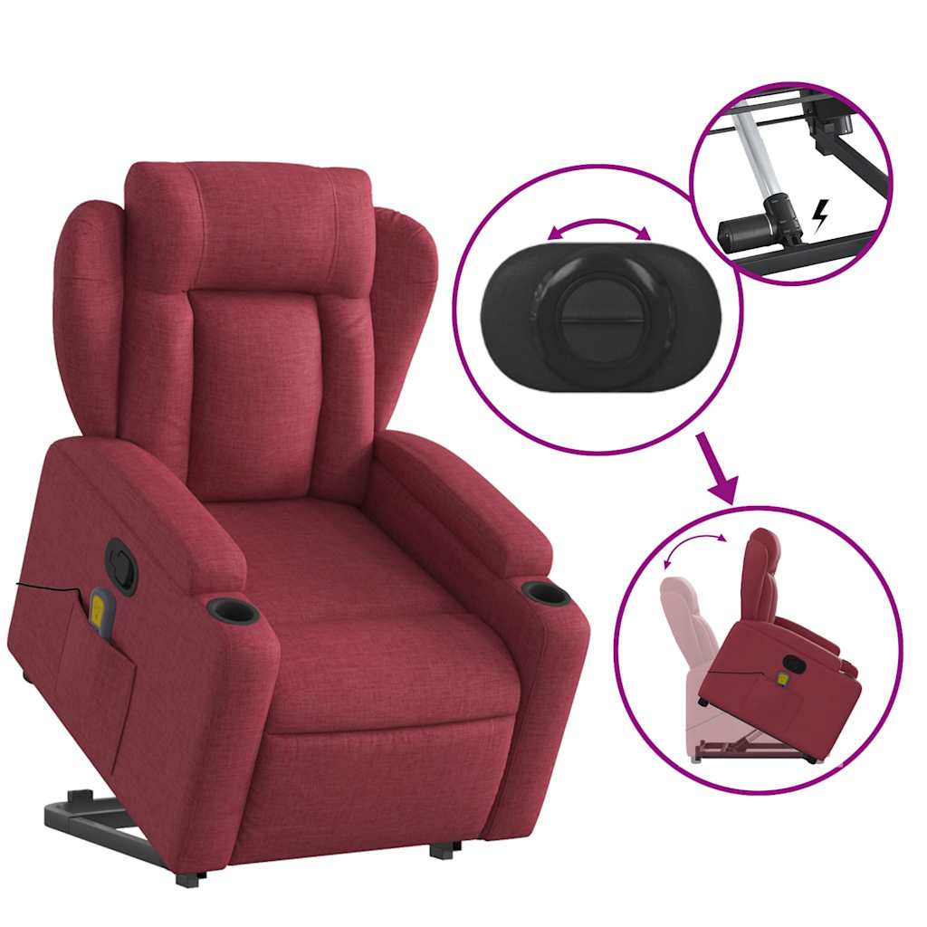 Poltrona de massagens reclin. elevatória tecido vermelho tinto