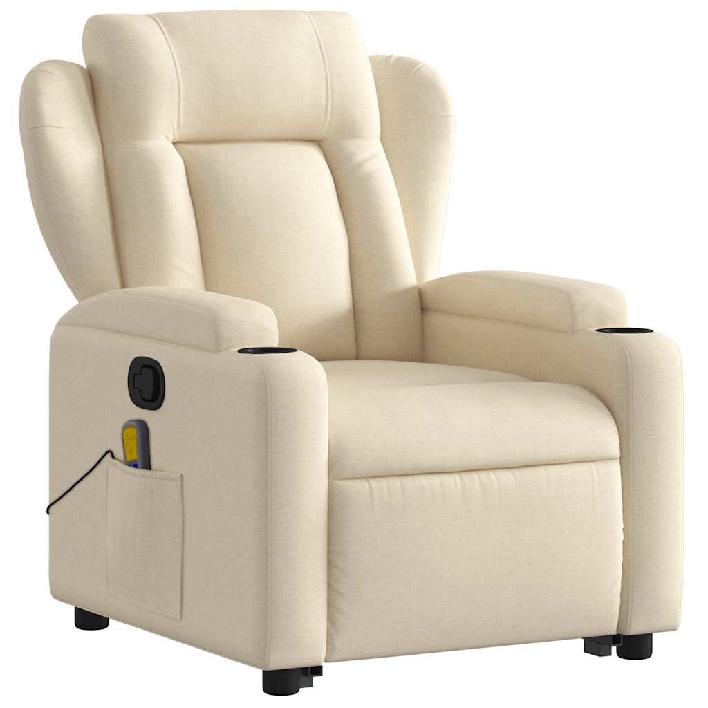 Poltrona elevatória de massagens tecido cor creme