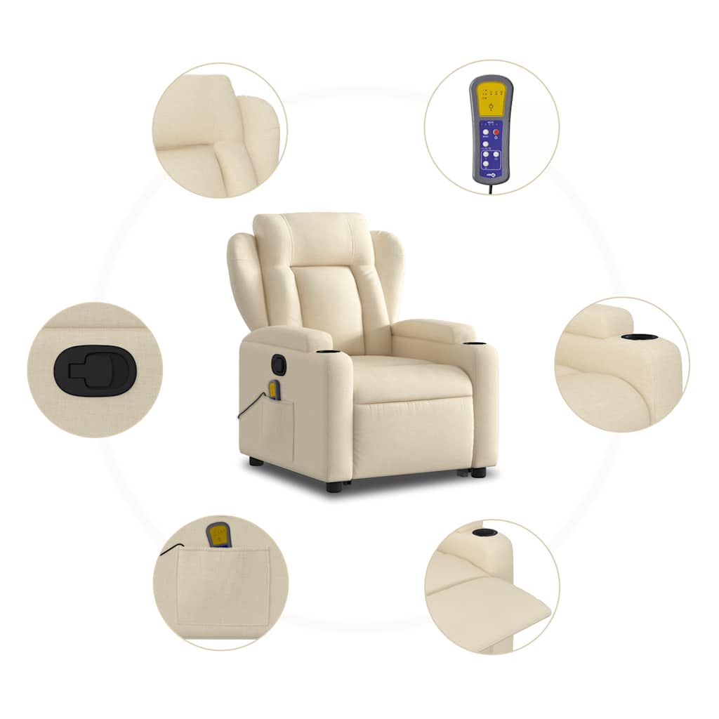 Poltrona elevatória de massagens tecido cor creme