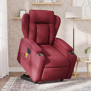 Poltrona elevatória de massagens elétrica tecido vermelho tinto
