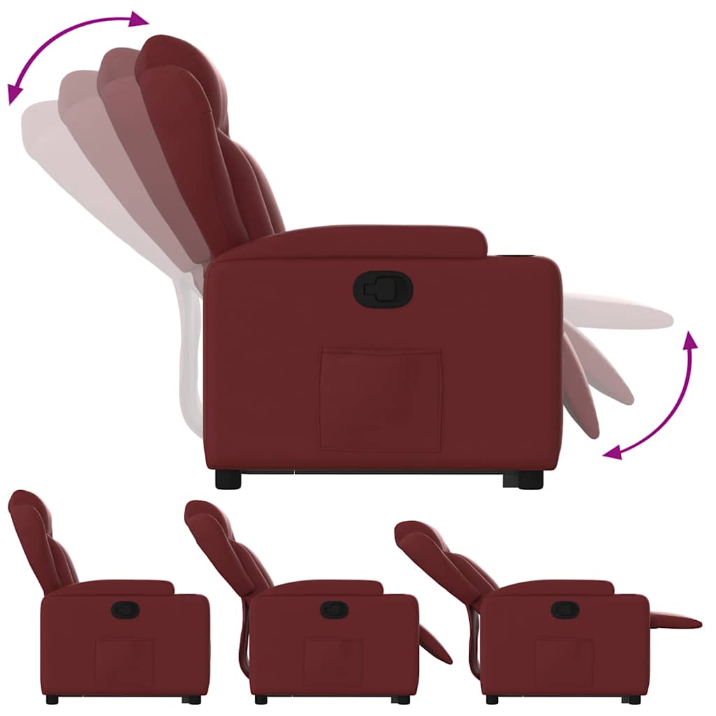Poltrona reclinável elevatória couro artificial vermelho tinto