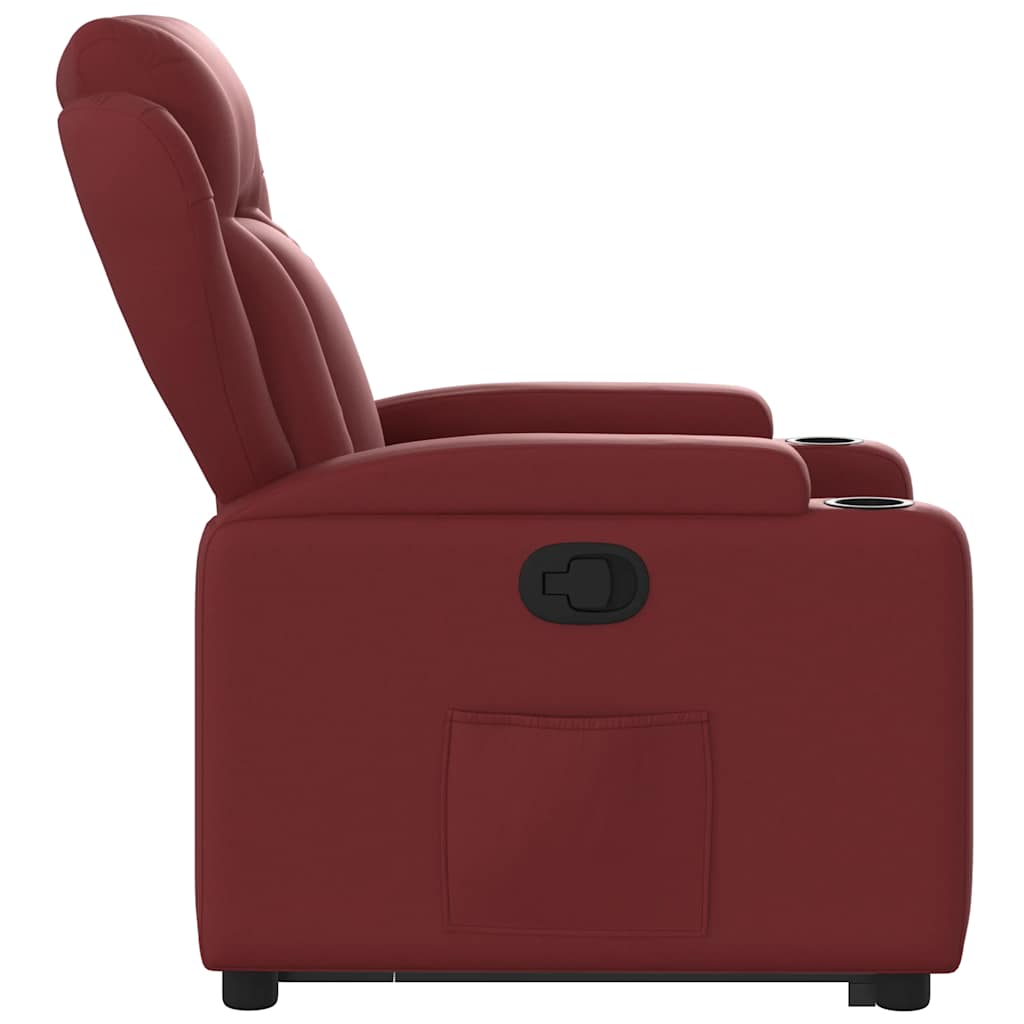 Poltrona reclinável elevatória couro artificial vermelho tinto