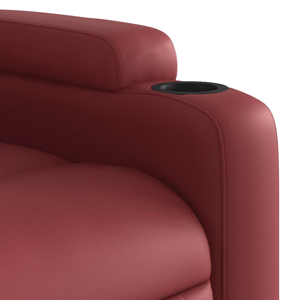 Poltrona reclin. elevatória elétrica couro artif vermelho-tinto