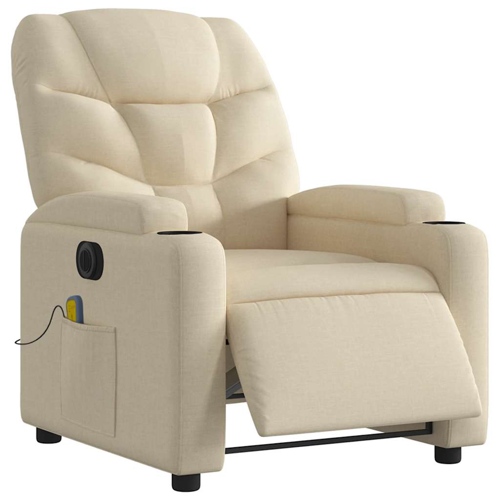 Poltrona de massagens reclinável elétrica tecido creme