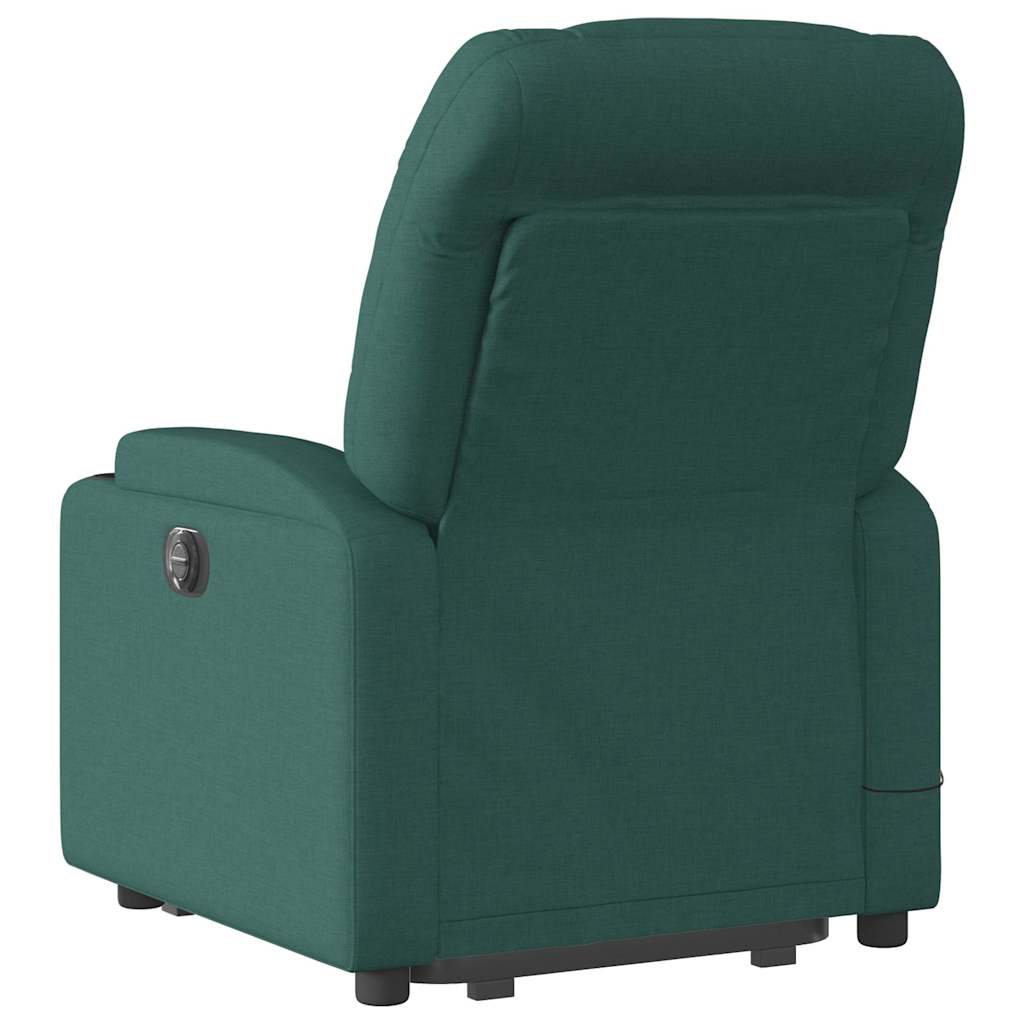 Poltrona reclinável elevatória de massagens tecido verde-escuro
