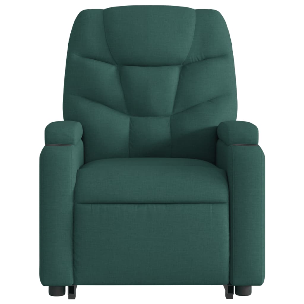 Poltrona reclinável elevatória de massagens tecido verde-escuro