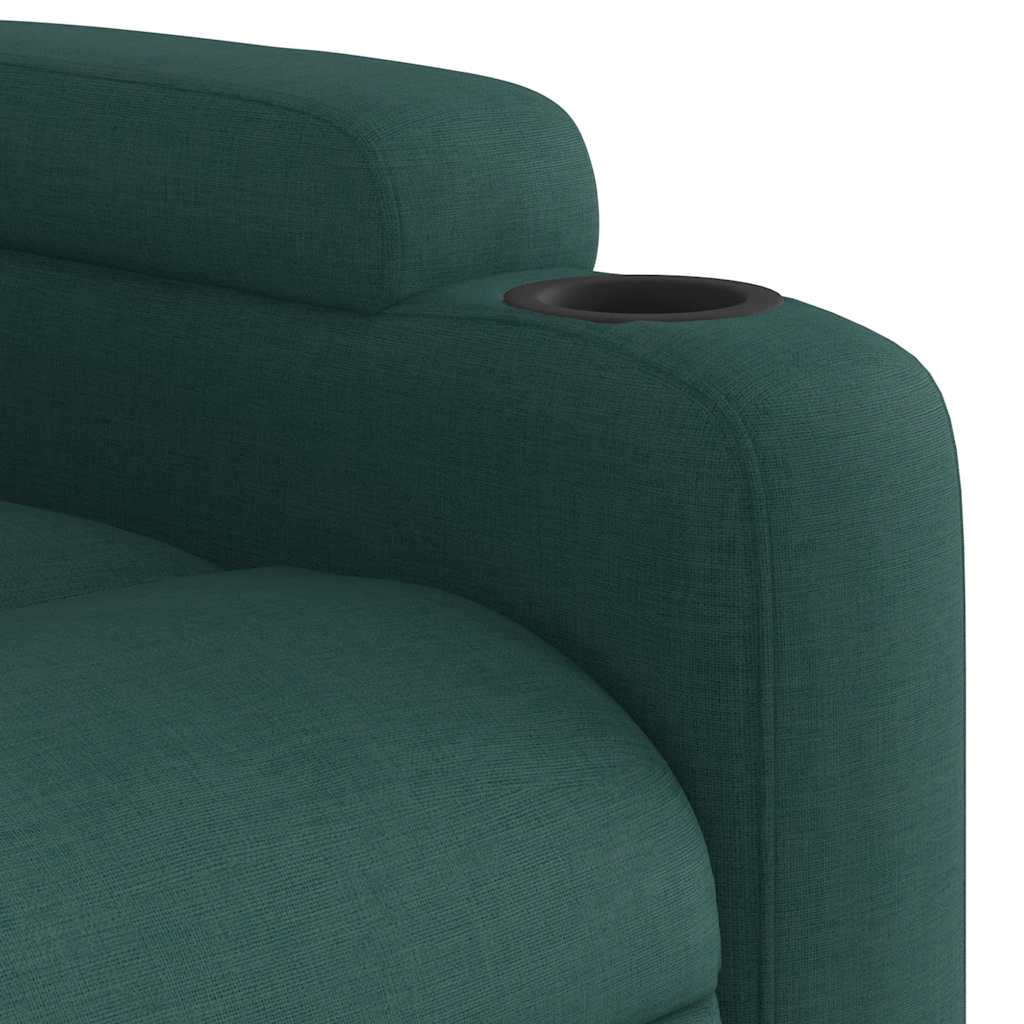 Poltrona reclinável elevatória de massagens tecido verde-escuro