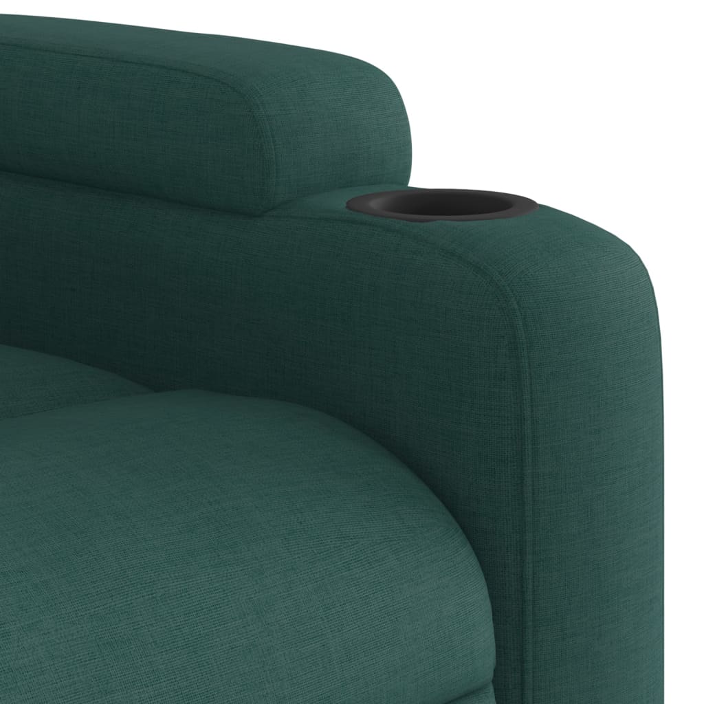 Poltrona elétrica elevatória massagens tecido verde-escuro