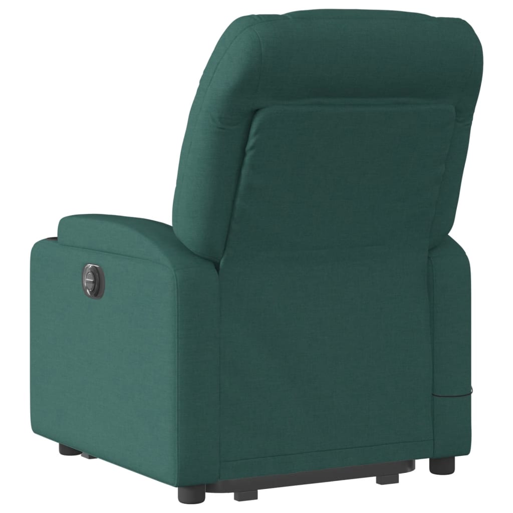 Poltrona elétrica elevatória massagens tecido verde-escuro