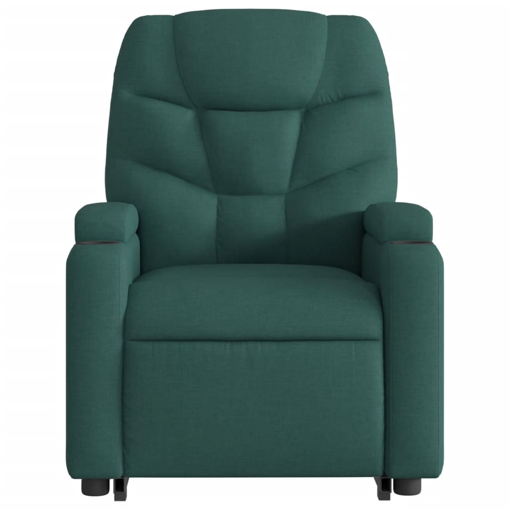 Poltrona elétrica elevatória massagens tecido verde-escuro