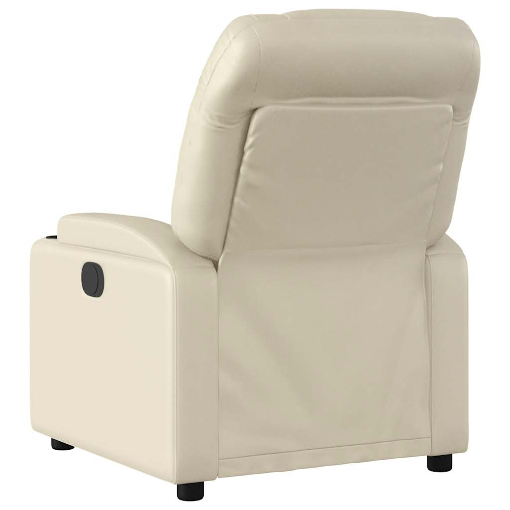 Poltrona reclinável elétrica couro artificial cor creme