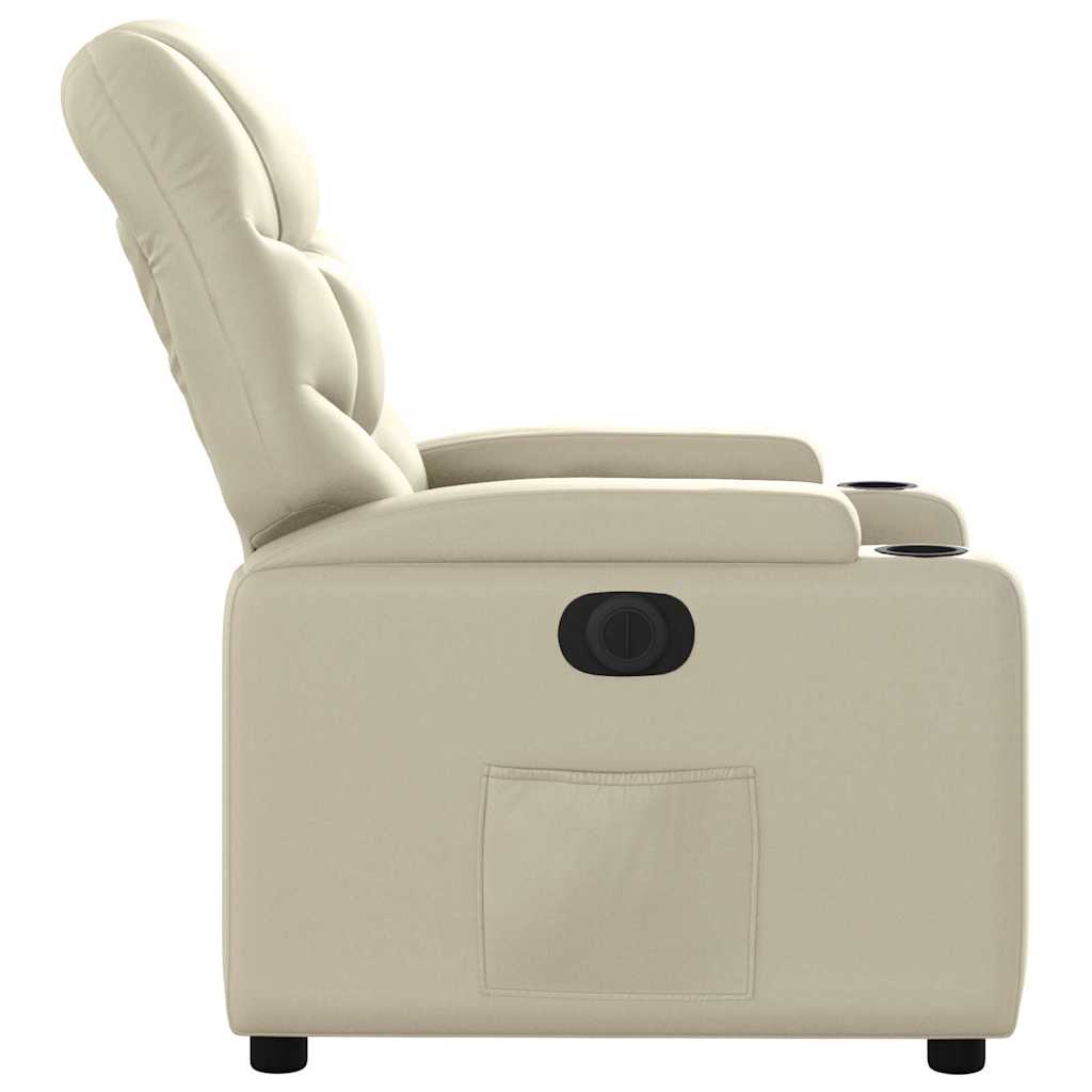 Poltrona reclinável elétrica couro artificial cor creme