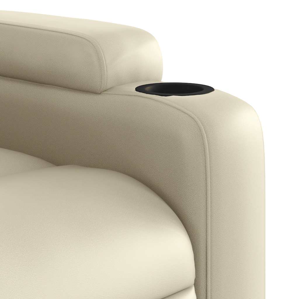 Poltrona reclinável elétrica couro artificial cor creme