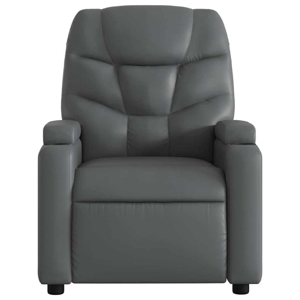 Poltrona reclinável elétrica couro artificial cinzento
