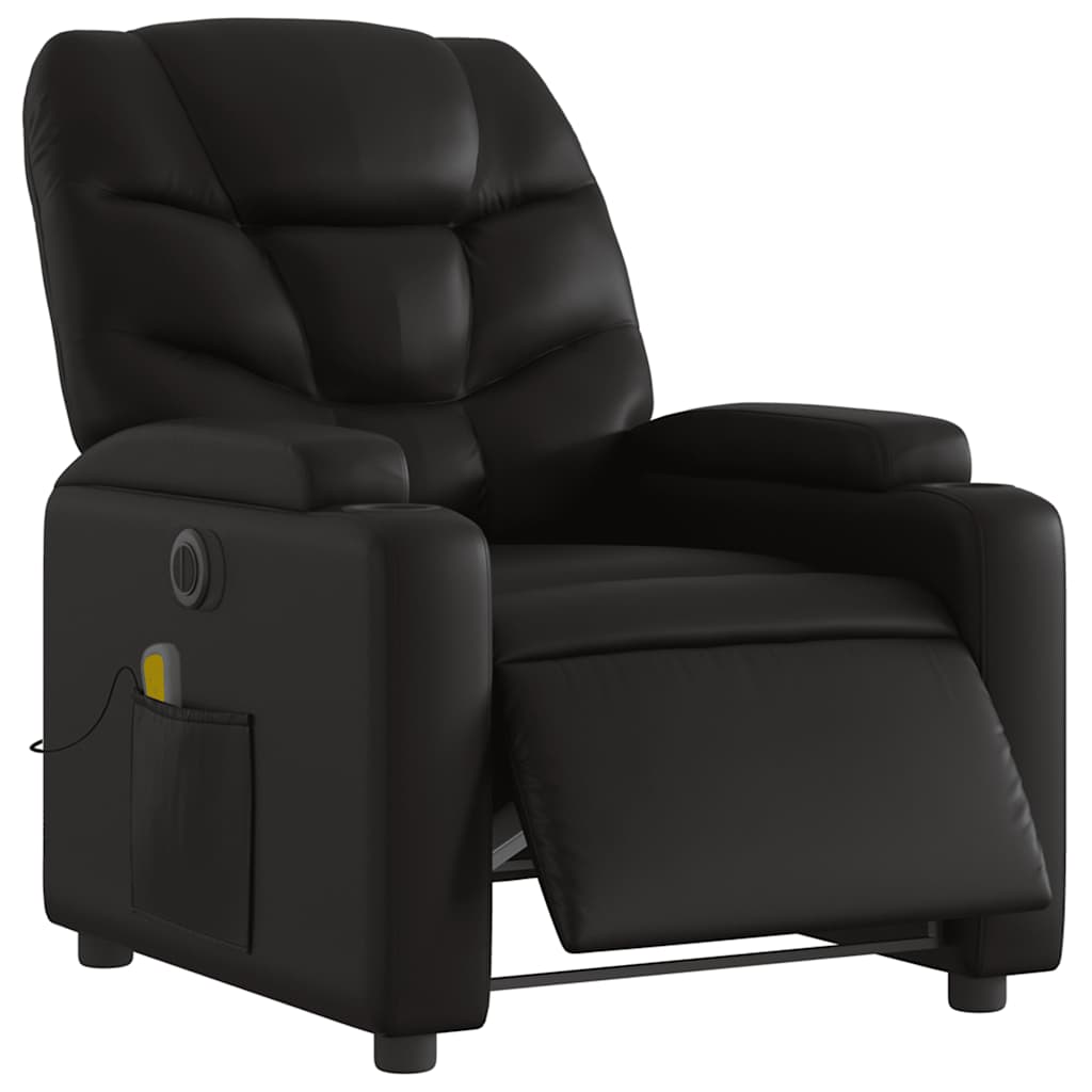 Poltrona massagens reclinável elétrica couro artificial preto