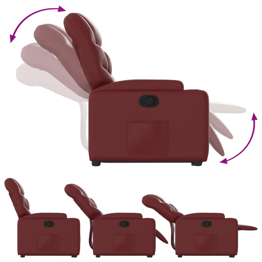 Poltrona reclinável elevatória couro artificial vermelho tinto
