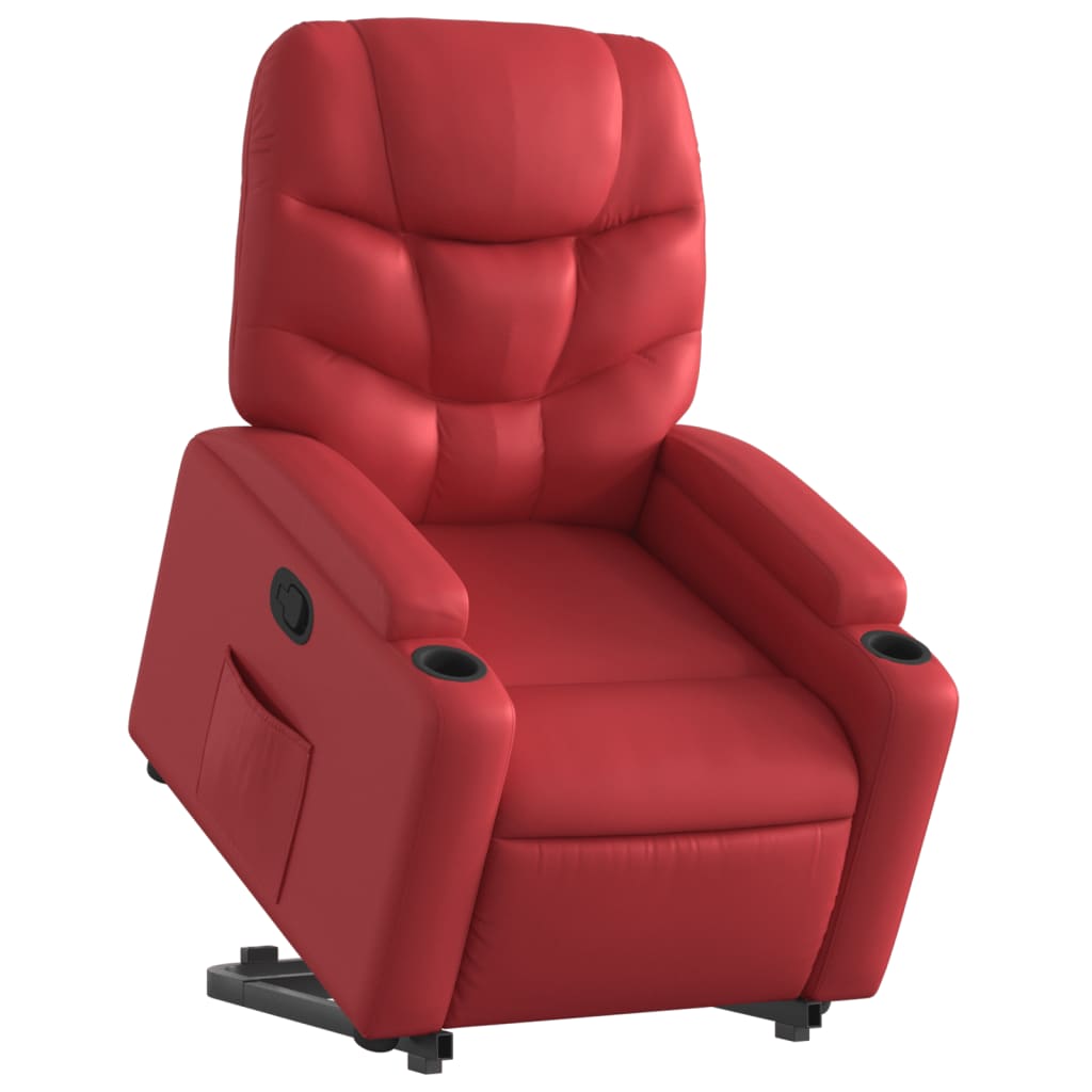 Poltrona reclinável elevatória couro artificial vermelho
