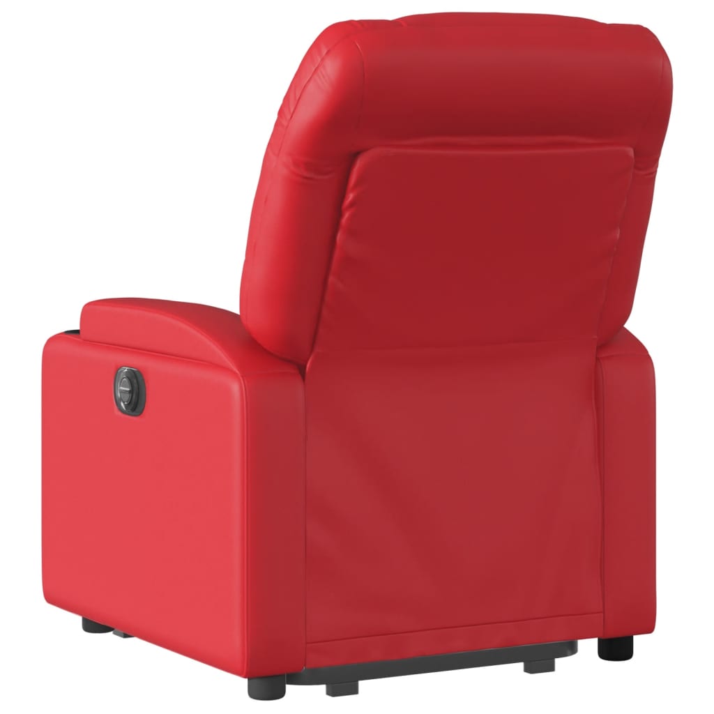 Poltrona reclinável elevatória couro artificial vermelho