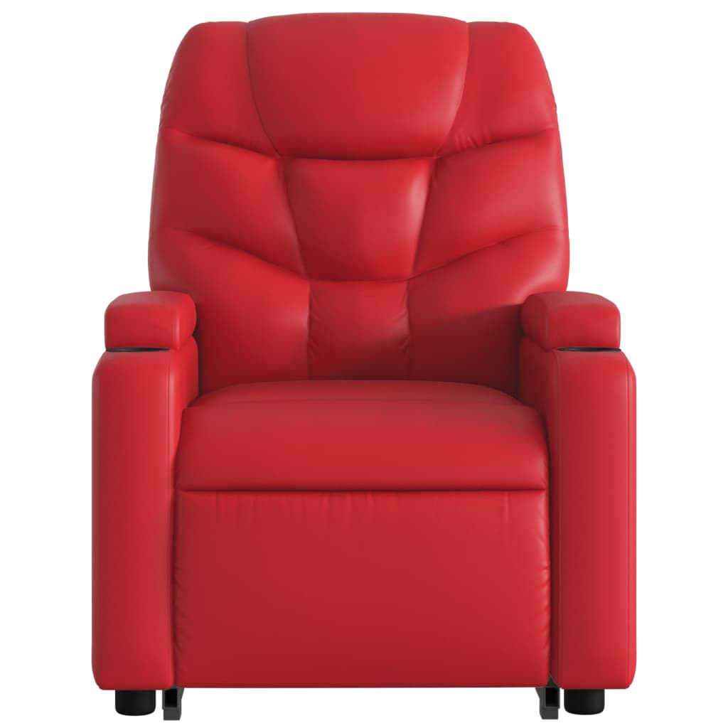 Poltrona reclinável elevatória couro artificial vermelho