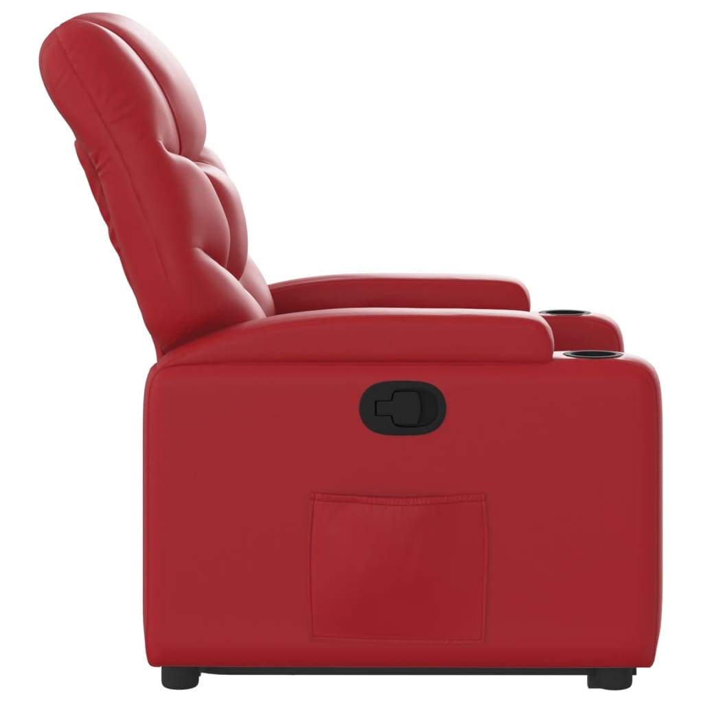 Poltrona reclinável elevatória couro artificial vermelho