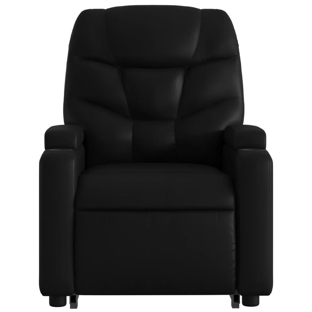 Poltrona massagens reclinável elevatória couro artificial preto