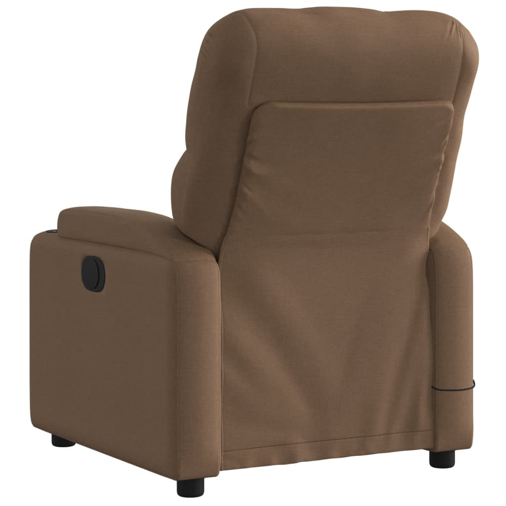 Poltrona de massagens reclinável elétrica tecido castanho